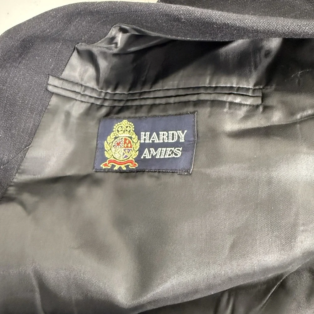 Hardy Amies Mens 50R Blazer Dark Gray Wool Two Button Sport Coat Single Breasted